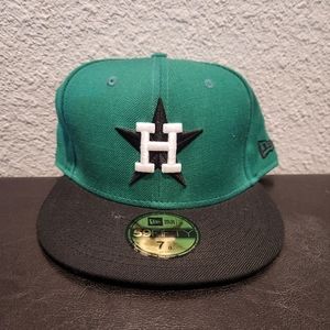 New Era Houston Astros Hat Size 7 3/8 Green and Black